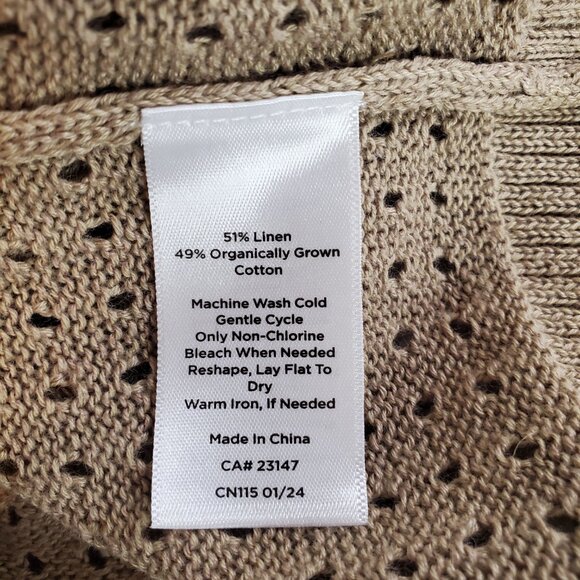 HAVEN WELL WITHIN SZ XL Organic Cotton Linen Open Stitch Sweater Beige - Picture 8 of 8